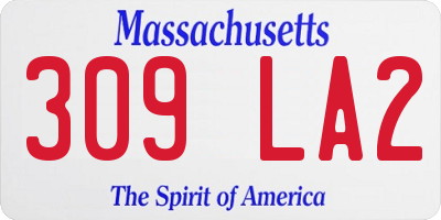 MA license plate 309LA2