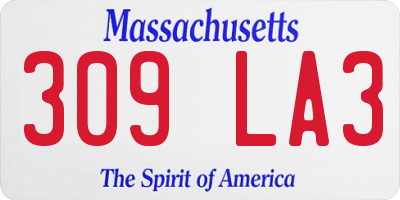 MA license plate 309LA3
