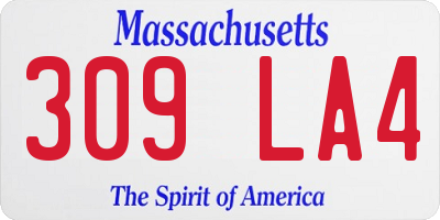 MA license plate 309LA4