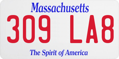 MA license plate 309LA8