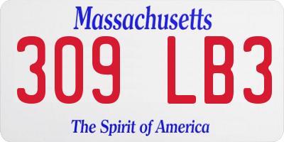 MA license plate 309LB3