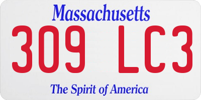 MA license plate 309LC3
