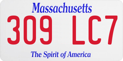 MA license plate 309LC7