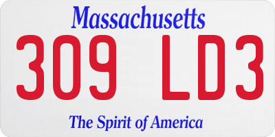 MA license plate 309LD3