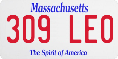 MA license plate 309LE0