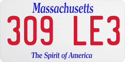 MA license plate 309LE3