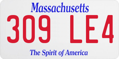 MA license plate 309LE4