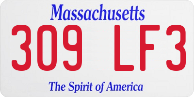 MA license plate 309LF3
