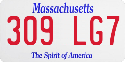 MA license plate 309LG7