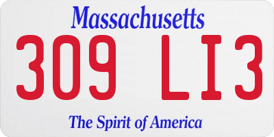 MA license plate 309LI3