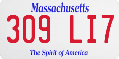MA license plate 309LI7