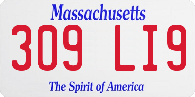 MA license plate 309LI9
