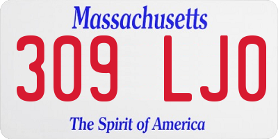 MA license plate 309LJ0