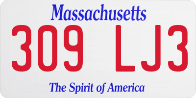 MA license plate 309LJ3