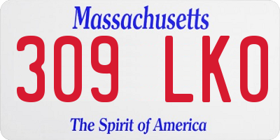 MA license plate 309LK0