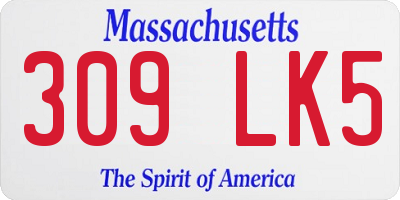 MA license plate 309LK5