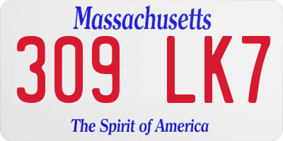 MA license plate 309LK7