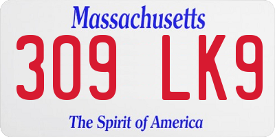 MA license plate 309LK9
