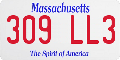 MA license plate 309LL3