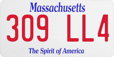 MA license plate 309LL4