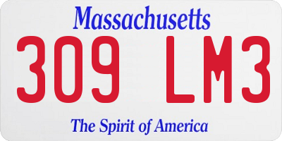 MA license plate 309LM3