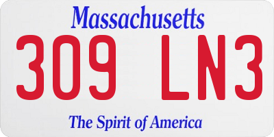 MA license plate 309LN3