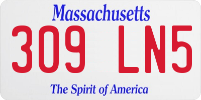 MA license plate 309LN5