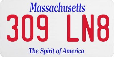 MA license plate 309LN8