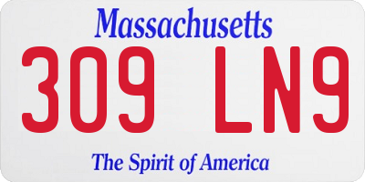 MA license plate 309LN9