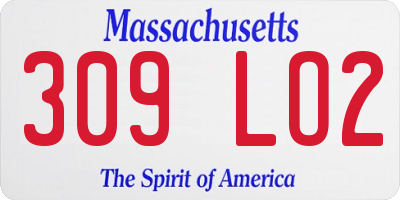 MA license plate 309LO2