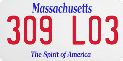 MA license plate 309LO3