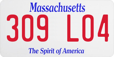MA license plate 309LO4