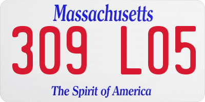 MA license plate 309LO5