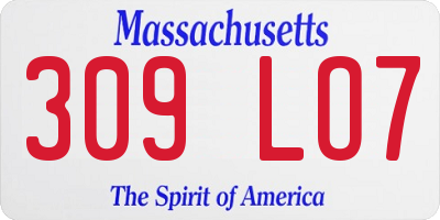 MA license plate 309LO7