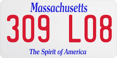 MA license plate 309LO8
