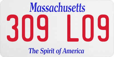 MA license plate 309LO9