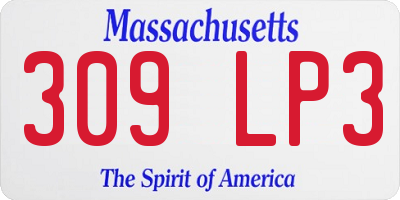 MA license plate 309LP3