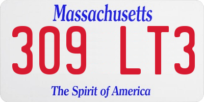 MA license plate 309LT3