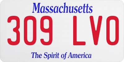 MA license plate 309LV0