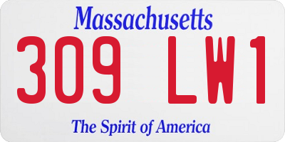 MA license plate 309LW1