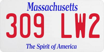 MA license plate 309LW2
