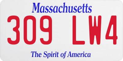 MA license plate 309LW4