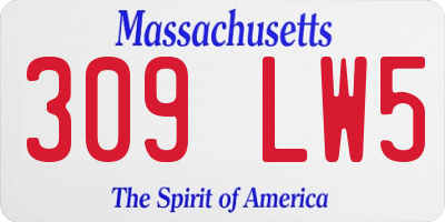 MA license plate 309LW5