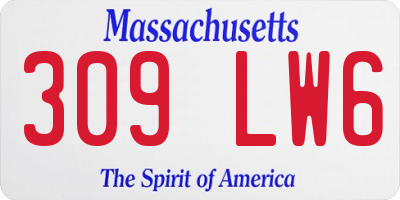 MA license plate 309LW6