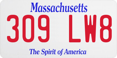 MA license plate 309LW8