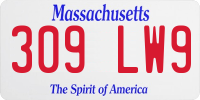 MA license plate 309LW9