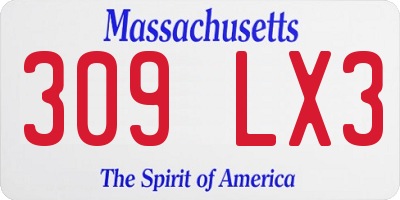 MA license plate 309LX3