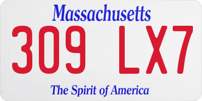 MA license plate 309LX7
