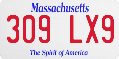MA license plate 309LX9