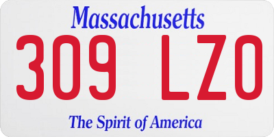 MA license plate 309LZ0